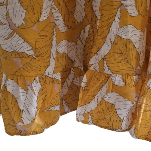 Nine West Yellow Leaf Print Sleeveless Blouse Tank XL - Picture 7 of 9